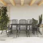 Set de masă pentru grădină, 9 piese, plasă metalică antracit GartenMobel Dekor