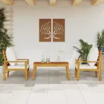 Set mobilier de grădină cu perne, 3 piese, lemn masiv acacia GartenMobel Dekor