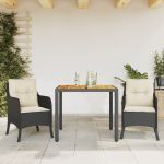Set mobilier de grădină cu perne, 3 piese, negru, poliratan GartenMobel Dekor