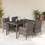 Set mobilier de grădină cu perne, 5 piese, gri, poliratan GartenMobel Dekor