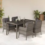 Set mobilier de grădină cu perne, 5 piese, gri, poliratan GartenMobel Dekor
