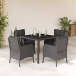 Set mobilier de grădină cu perne, 5 piese, negru, poliratan GartenMobel Dekor