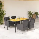 Set mobilier de grădină cu perne, 5 piese, negru, poliratan GartenMobel Dekor