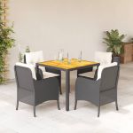 Set mobilier de grădină cu perne, 5 piese, negru, poliratan GartenMobel Dekor