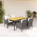 Set mobilier de grădină cu perne, 5 piese, negru, poliratan GartenMobel Dekor