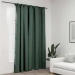Draperie opacă, aspect de in, verde, 290 x 245 cm, cu cârlige GartenMobel Dekor