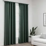 Draperii opace aspect in, cu cârlige, 2 buc. verde, 140x245 cm GartenMobel Dekor