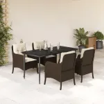 Set mobilier de grădină, 5 piese, cu perne, maro, poliratan GartenMobel Dekor