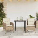 Set mobilier de grădină cu perne, 3 piese, bej, poliratan GartenMobel Dekor