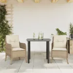 Set mobilier de grădină cu perne, 3 piese, bej, poliratan GartenMobel Dekor