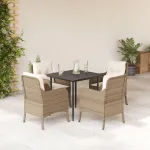 Set mobilier de grădină cu perne, 5 piese, bej, poliratan GartenMobel Dekor