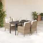 Set mobilier de grădină cu perne, 5 piese, bej, poliratan GartenMobel Dekor
