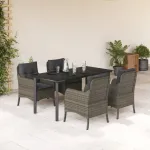 Set mobilier de grădină cu perne, 5 piese, gri, poliratan GartenMobel Dekor