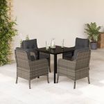 Set mobilier de grădină cu perne, 5 piese, gri, poliratan GartenMobel Dekor