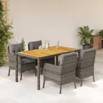 Set mobilier de grădină cu perne, 5 piese, gri, poliratan GartenMobel Dekor