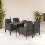 Set mobilier de grădină cu perne, 5 piese, negru, poliratan GartenMobel Dekor