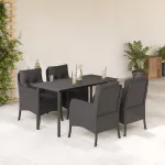 Set mobilier de grădină cu perne, 5 piese, negru, poliratan GartenMobel Dekor