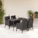 Set mobilier de grădină cu perne, 5 piese, negru, poliratan GartenMobel Dekor