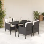 Set mobilier de grădină cu perne, 5 piese, negru, poliratan GartenMobel Dekor