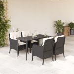 Set mobilier de grădină cu perne, 5 piese, negru, poliratan GartenMobel Dekor