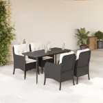 Set mobilier de grădină cu perne, 5 piese, negru, poliratan GartenMobel Dekor