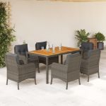 Set mobilier de grădină cu perne, 7 piese, gri, poliratan GartenMobel Dekor