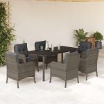 Set mobilier de grădină cu perne, 7 piese, gri, poliratan GartenMobel Dekor