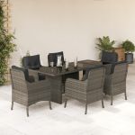 Set mobilier de grădină cu perne, 7 piese, gri, poliratan GartenMobel Dekor