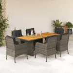 Set mobilier de grădină cu perne, 7 piese, gri, poliratan GartenMobel Dekor