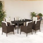 Set mobilier de grădină cu perne, 7 piese, maro, poliratan GartenMobel Dekor
