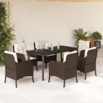 Set mobilier de grădină cu perne, 7 piese, maro, poliratan GartenMobel Dekor