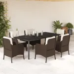 Set mobilier de grădină cu perne, 7 piese, maro, poliratan GartenMobel Dekor