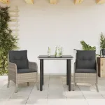 Set mobilier de grădină cu perne, 3 piese,gri deschis,poliratan GartenMobel Dekor