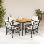 Set mobilier de grădină cu perne, 5 piese, negru, poliratan GartenMobel Dekor