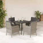 Set mobilier de grădină cu perne, 5 piese gri deschis poliratan GartenMobel Dekor