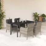 Set mobilier de grădină cu perne, 5 piese gri deschis poliratan GartenMobel Dekor