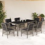 Set mobilier de grădină cu perne, 7 piese, gri, poliratan GartenMobel Dekor