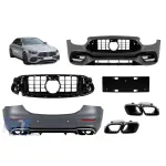Pachet de tuning tip 63 potrivit pentru Mercedes E-Class W213 sedan după 2020 cu capace și elemente negre Performance AutoTuning