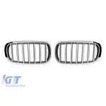 Grile rinichi cromate/gri potrivite pentru BMW X5 F15 2013-2018, X6 F16 2014-2019 Performance AutoTuning