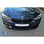 Spoiler Maxton Design versiunea 1 potrivit pentru bara frontală M Technik la BMW seria 4 F32 după 2013, lac negru Performance AutoTuning