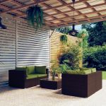 Set mobilier de grădină cu perne, 5 piese, maro, poliratan GartenMobel Dekor
