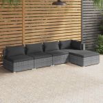 Set mobilier de grădină cu perne, 5 piese, gri, poliratan GartenMobel Dekor
