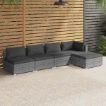 Set mobilier de grădină cu perne, 5 piese, gri, poliratan GartenMobel Dekor