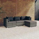 Set mobilier de grădină cu perne, 4 piese, gri, poliratan GartenMobel Dekor