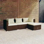Set mobilier de grădină cu perne, 4 piese, maro, poliratan GartenMobel Dekor