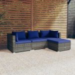 Set mobilier de grădină cu perne, 4 piese, poliratan, gri GartenMobel Dekor