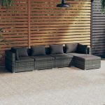 Set mobilier de grădină cu perne, 5 piese, gri, poliratan GartenMobel Dekor