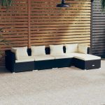 Set mobilier de grădină cu perne, 5 piese, negru, poliratan GartenMobel Dekor