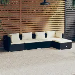 Set mobilier de grădină cu perne, 5 piese, negru, poliratan GartenMobel Dekor