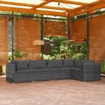 Set mobilier de grădină cu perne, 5 piese, gri, poliratan GartenMobel Dekor